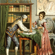 Sir William Herschel and Caroline Herschel. Colour lithograph by A. Diethe, ca. 1896. William polishing a telescope element, probably a mirror and Caroline Herschel adds lubricant./Wikipedia via the Wellcome Trust